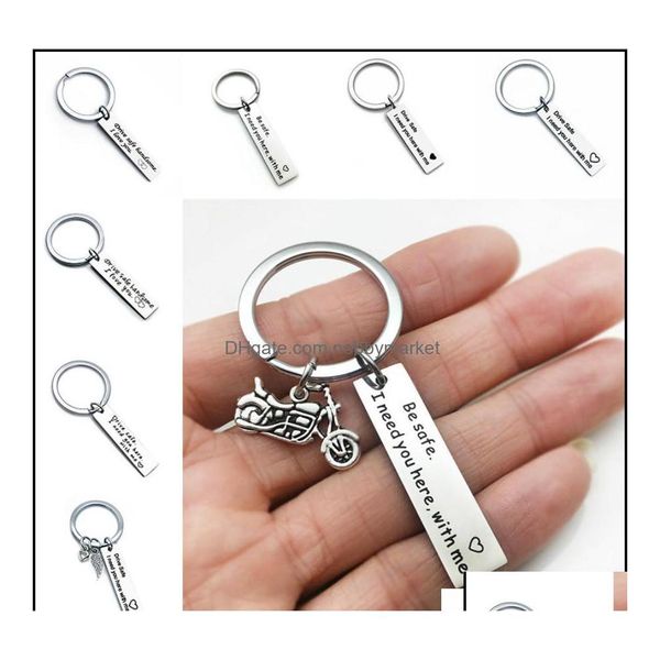 Jóias de chaves de chave Eu preciso que você dirija o chaveiro seguro de chaveiro de aço inoxidável, saco de keyring pendura dirigindo para homens homens de moda e areny dhymx