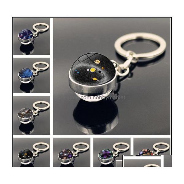 Key Rings J￳ias J￳ias Double Glass Ball Universo Estrela Keychain Solar Moon Keyring Saco Hangs Fashion Gift Will e Sandy Drop Deli Dhvam