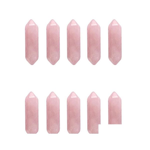 Artes e artesanato de pedra natural Pilar hexagonal Ponto Ponto AMETHYST Rose Quartz Opal Pingents for Jewelry Making Diy Colar Earri Dhtp5