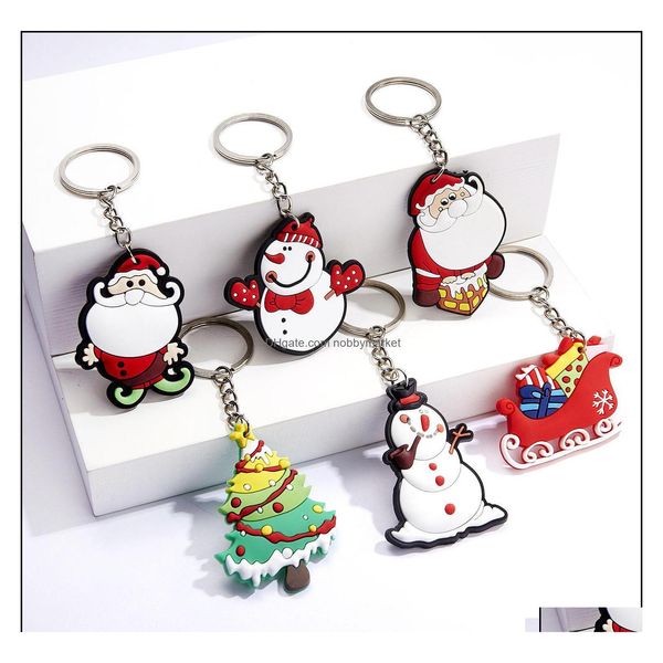 Key Rings Jóias Cartoon Chave de Natal Plástico Plástico Tree Santa Snowman Ring Suports Hangs Fashion AESSORIAS WILL E SANDY DOW DHCTB