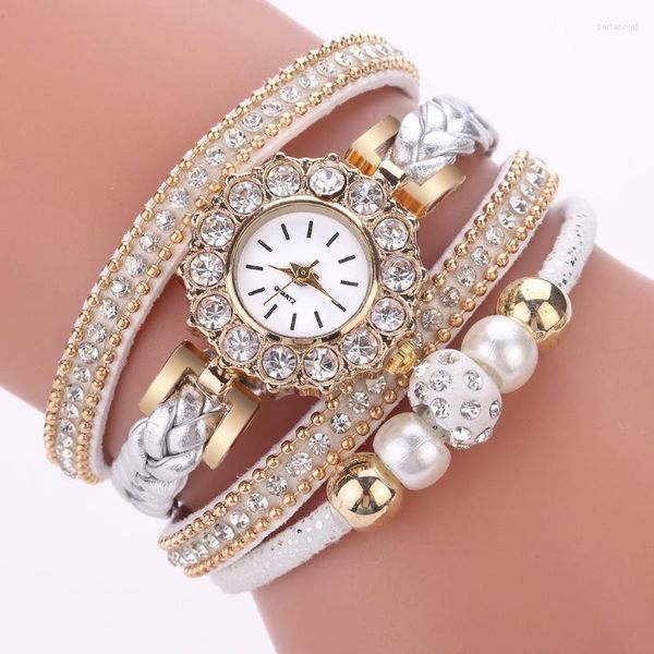 Orologi da polso Orologi di marca Orologio da donna al quarzo fiore Bracciale di lusso per orologio da polso con pietre preziose Bayan Saat 533Orologi da polso Bert22