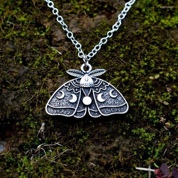 Catene SanLan Moon Phase Celestial Moth Collana Witchy Jewelry Gioielli di moda per feste di nozze Collana con catena ChainChains Heal22