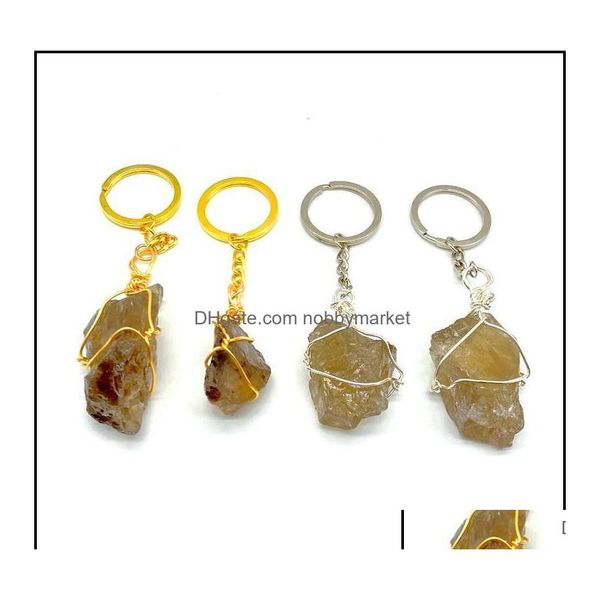 Ключевые кольца ювелирные изделия IRREGAR Natural Original Stone Crystal Chacra Клавички для женщин мужски для модных аксессуаров Decor Dop Delive 2 DHFP3