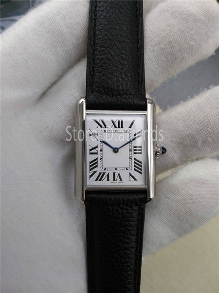 Супер должен топ модный Quartz Watch Women Silver Dial Black Leather Brain Braintwatch Классический прямоугольный дизайн дамы платье часы 1537