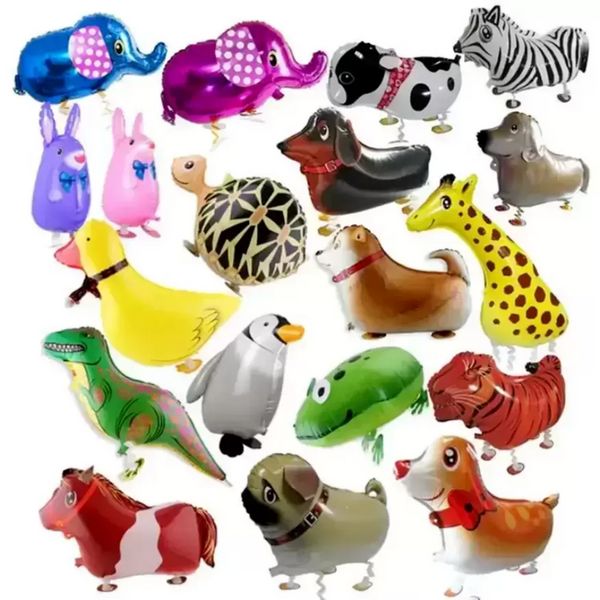 Palloncini per animali domestici che camminano Forniture per feste Animali Elio Pellicola di alluminio Palloncini per cartoni animati Multicolore Bella foresta Animale Compleanno Matrimonio ss0123