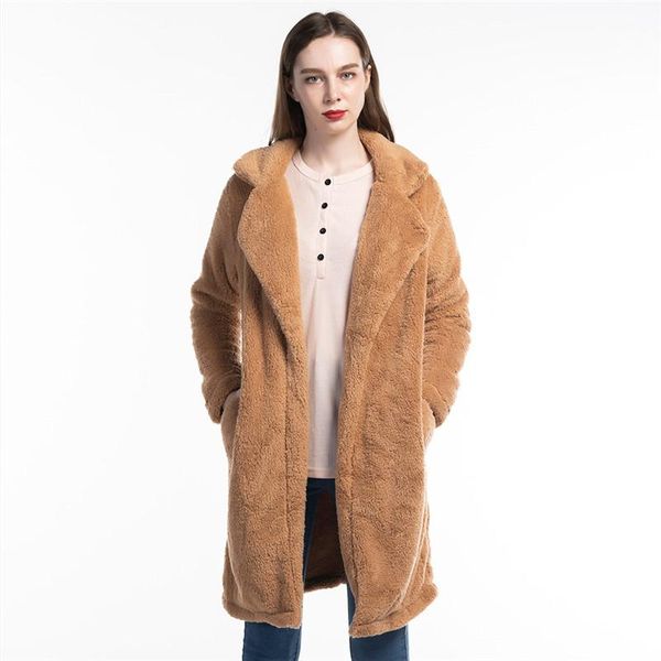 Kadınlar Kürk Sahte Marka Sonbahar Palto Kadınlar Sıcak Oyuncak Ayı Bayan Ceket Kadın Peluş Peluş Palto Uzun