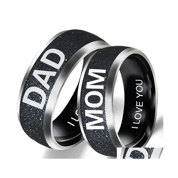 Band Rings Casual Love Mom pai filho Filha Aço inoxidável Casal Ring Engajamento de casamento Para mulheres Drop Delivery Jóias OTC2E