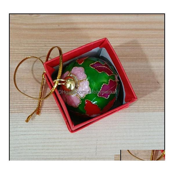 Chave an￩is de joalheria cloisonne artesanato filigree de esmerel de 50 mm pingentes de bola pingentes de chaves de chaves de chaves chineses para artesanato de m￣o ch￣o Christm dhcf9