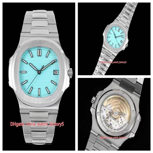 GR Factory Super Quality Watches 40 5mm Nautilus 5711 1A-018 Sky Blue Dial Cal 324SC Movimento transparente mecânico transparente MEN247C