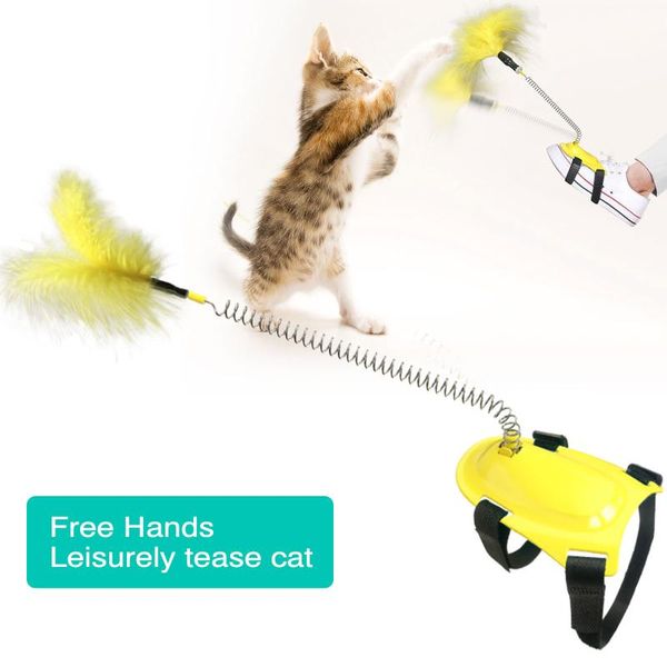 Toys de gato -vendendo suprimentos de promoção teaser de primavera de penas de penas gatos de animais de estimação gatinhos