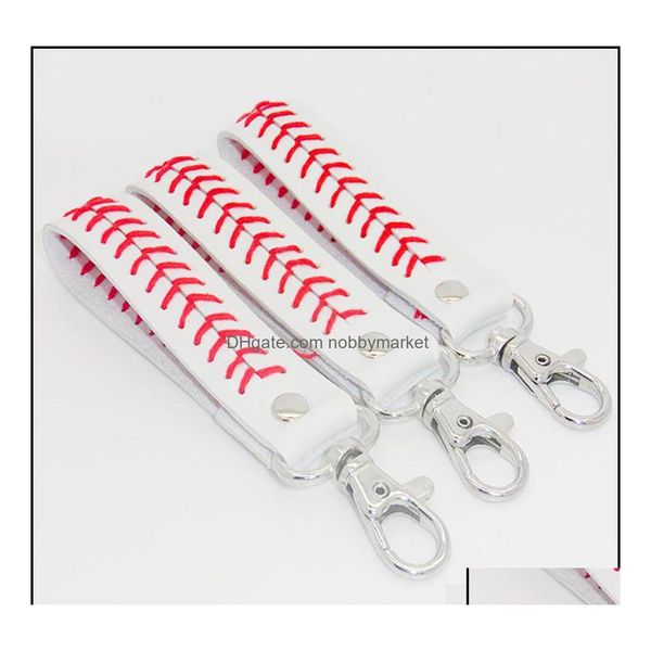 Schlüsselanhänger Schmuck USA Softball Sunny besticktes gelbes Really Leder Grils Geschenke mit weißem Real Baseball Sports Schlüsselanhänger Drop Deli Dhctd