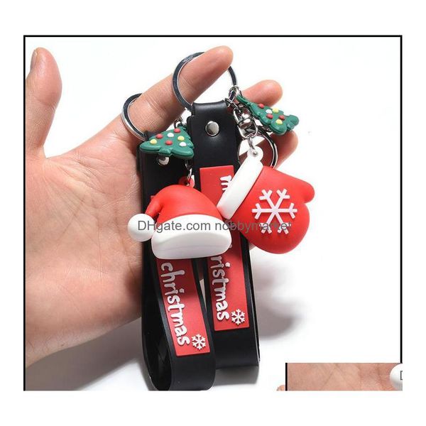 Schl￼sselringe Schmuck PVC Weihnachtsbaumhut Schl￼sselbund Cartoon Frohe Handschuh Kettenhalter Tasche H￤ngen Mode Jewlery Geschenk und Sandy Dr Dhh6x