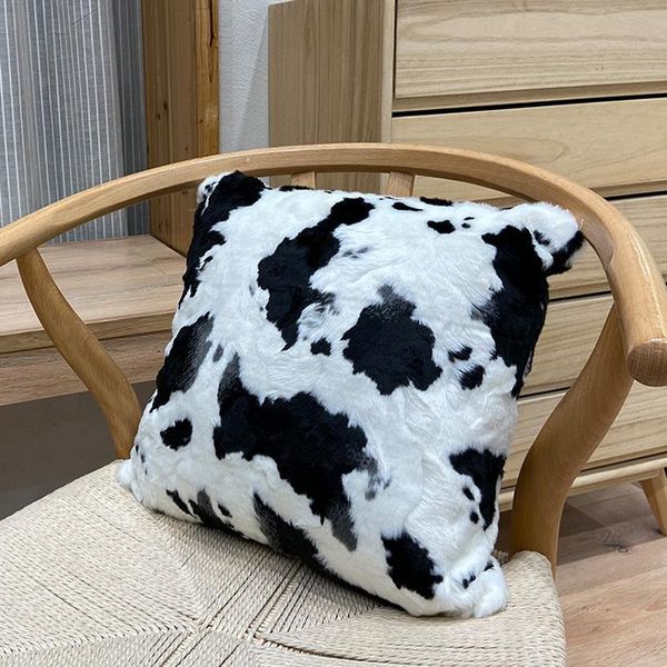 Cuscino / Decorativo Mucca in bianco e nero Lungo peluche Fodera in lanugine Decorativo per la casa Divano Letto per auto Cuscini Custodia in poliestereCushio