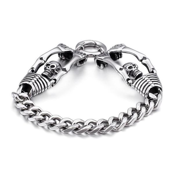 Link braccialetti di marca gioielli maschile 316L in acciaio inossidabile Scheletro Scheletro Skull Bracciale Furb Chain 8mm 8.26 ''