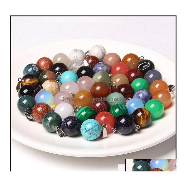 Charms Risultati dei gioielli Componenti Moda Pietra naturale Pendenti con sfera di cristallo Pendolo Colonna Agate per fare collana fai da te Reiki Dr Dhrbn