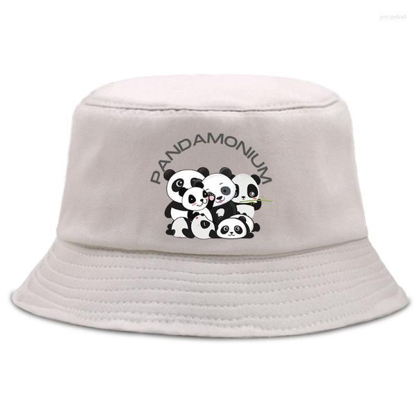 Berretti Cute Cartoon Panda Uomo Cappello da pesca Cotone Harajuku Divertente Panama 2023 Donna Casual Beach Sun Summer Bucket Bob Caps Cappelli unisexBerets