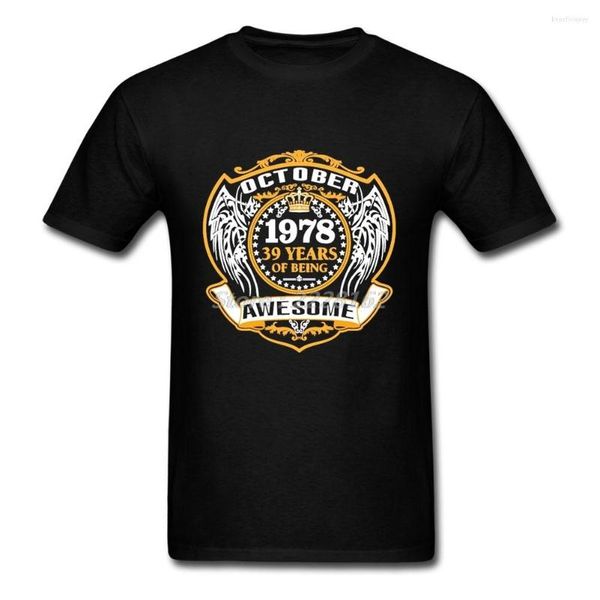 Camisetas masculinas camisa de equipe adulta short man zona incrível outubro tops com 1978 39 anos sendo imprimindo camisetas de verão Casual de algodão casual