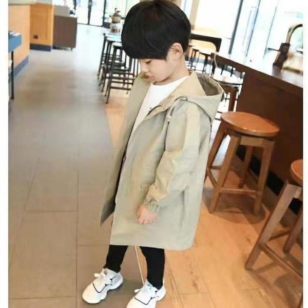 Jackets Kids meninos jaqueta menina moda moda coreana casaco comprido adolescente adolescente com capuz sola Spring e outono