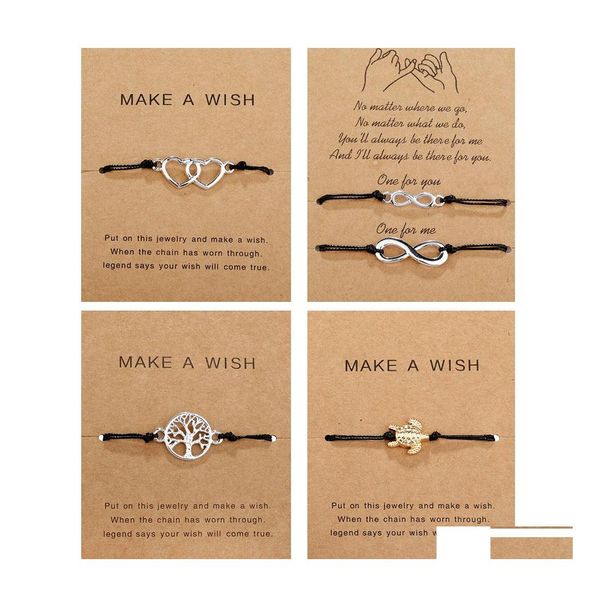 Gliederkette „Make A Wish“ aus Papier, verstellbares Gliederarmband, Schildkröte, Elefant, Baumkarte, Blume, handgefertigt, gewebte Armbänder, einfache Mode, Dhfo6