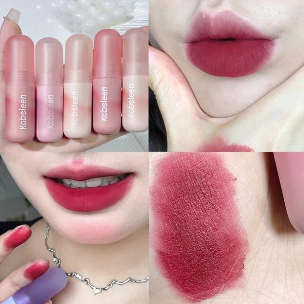 Lip Gloss 6 Cores Glaz de lama vermelha Clay fosco de argila fosca de longa duração