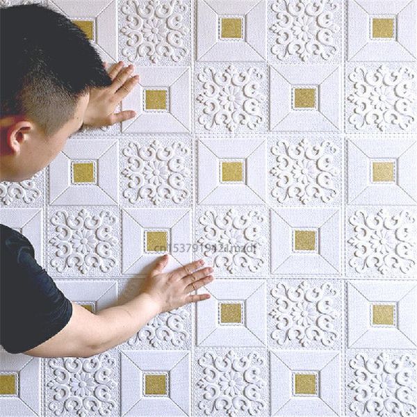 Оконные наклейки самостоятельно сдвижные 3D -каменные кирпичные настенные плитки