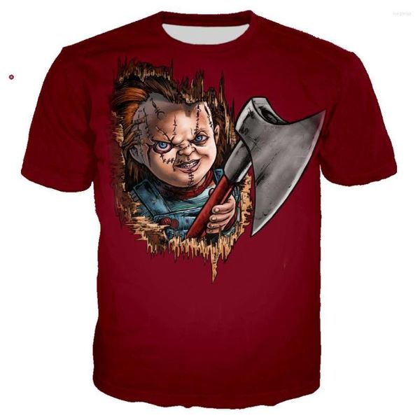 T-shirt da uomo Stampa 3D Film horror Chucky Camicia Cool Tshirt Uomo / Donna Casual Streetwear Hip Hop Ropa Hombre Abbigliamento maschile Harajuku Tops