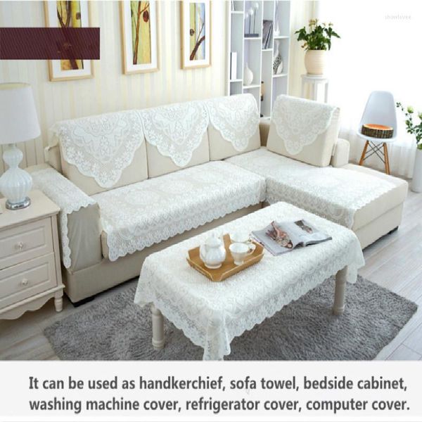 Stuhlhussen, solide Blumenspitze, Sofabezug-Set, Sommer, atmungsaktiv, besticktes Handtuch, L-förmige Couch-Tischdecke, Möbel