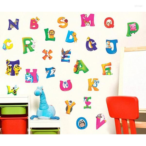 Papéis de parede 1pc crianças crianças Kids Kinder Garten Home Room Decor de quarto criativo A-Z Alphabet Animals Removível PVC