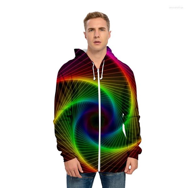 Com capuz masculino com capuz 3D com capuz de vórtice tridimensional masculino masculino com zíper de zíper tops diário casual manga longa fria moletom com capuz