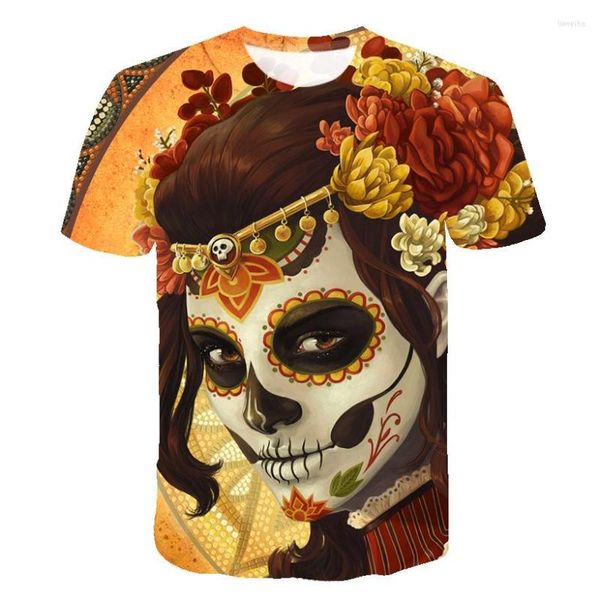 Herren T-Shirts 3D-Druck T-Shirt Schädel T-Shirt Männer Cosplay Kleidung T-Shirts Bunte lustige T-Shirts Lässige Streetwear Kurzarm Sommer 6XL