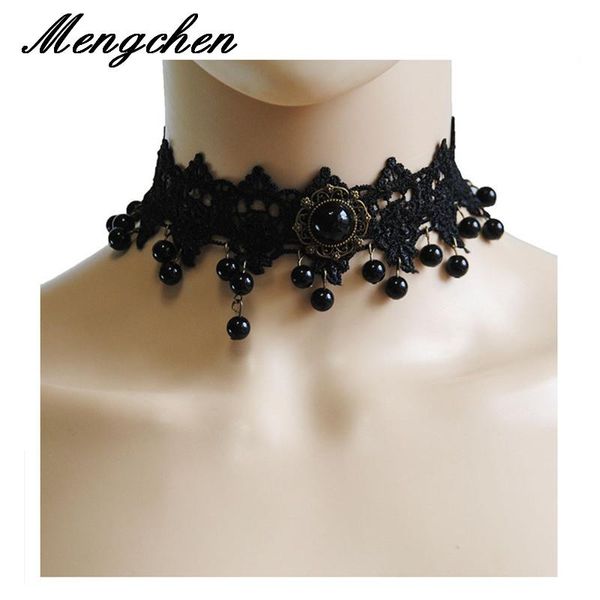 Cara góstica gótica vitoriana TATEL Tattoo Colar Black Lace Collar Vintage Women Wedding Jewelry Chokers