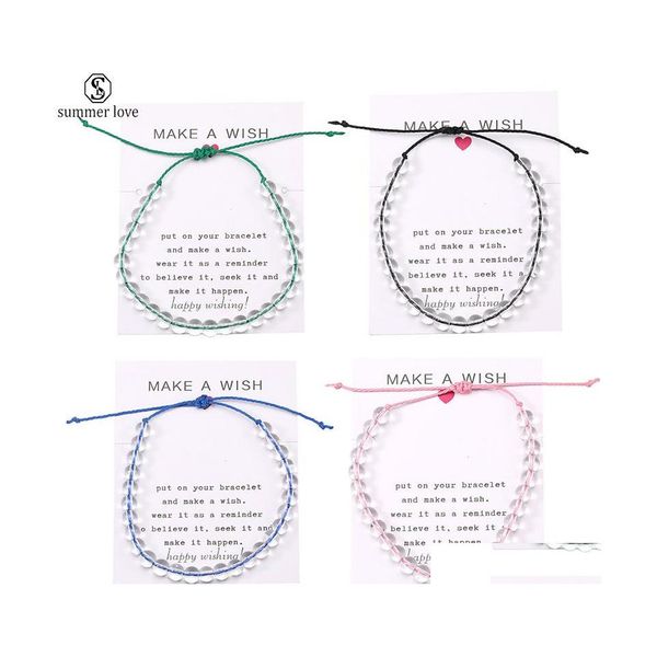 Fili di perline Bracciale di perline di alta qualità moda oceano Crea una carta dei desideri Braccialetti intrecciati con corda Braccialetti con perle di vetro per le donne Dhlmc