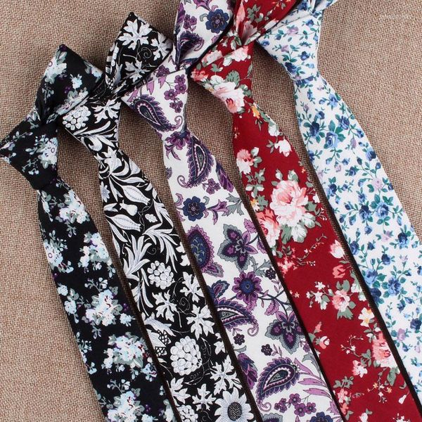 Бабочка галстуки 2023 бренд хлопок мужская мода 6 см стройная галстук с цветочным припечатка