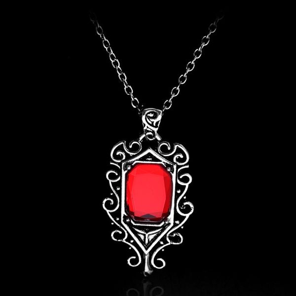 Colares de pingentes Os instrumentos mortais City of Bones Colar Isabelle Lightwood Angelical Power Red Crystal para homens homens presentes