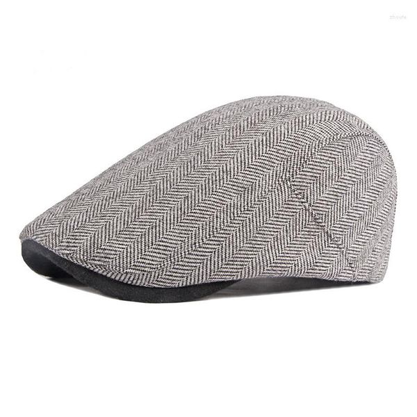 Bergen gestreifte Berethut Casual Mode Women Flat Cap British Style Männer Ivy Outdoor Sports Sboy Vintage Duckbill Visier Visor