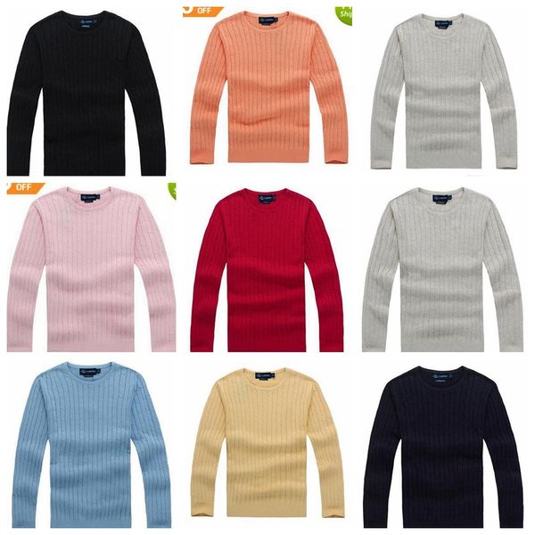 Camisola de pesco￧o de capota 2023 New Mile Wile Polo Brand Men's Twist Sweater Knit Cotton Sweater Jumper Suplover Sweater Small Horse Horse Game