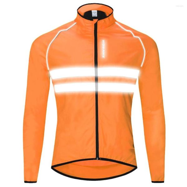 Rennjacken Herren Damen Winddichte Fahrrad Langarm-Reitjacke Rennrad MTB Bike Sport Outfits Atmungsaktiver reflektierender Mantel Orange