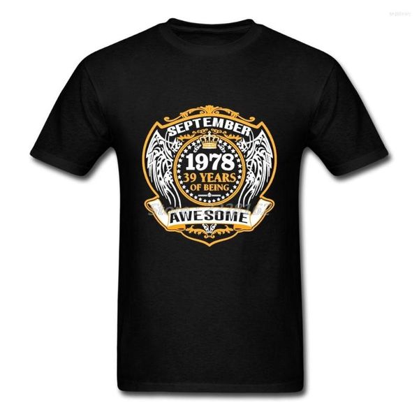 Herren-T-Shirts Awesome September Shirt Herren Heather Maßgeschneidertes 1978 Geschenk 39 Jahre des Seins für Männer Kleidung Sommer Baumwolle Rundhalsausschnitt