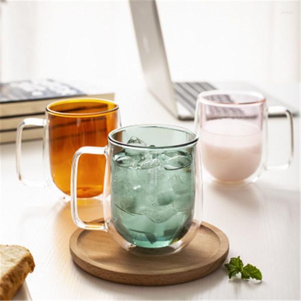 Tazze a doppia parete in vetro borosilicato alto caffè tazza da tè creativo resistente al calore birra boccale da vino tazze di whisky fatte a mano bicchieri