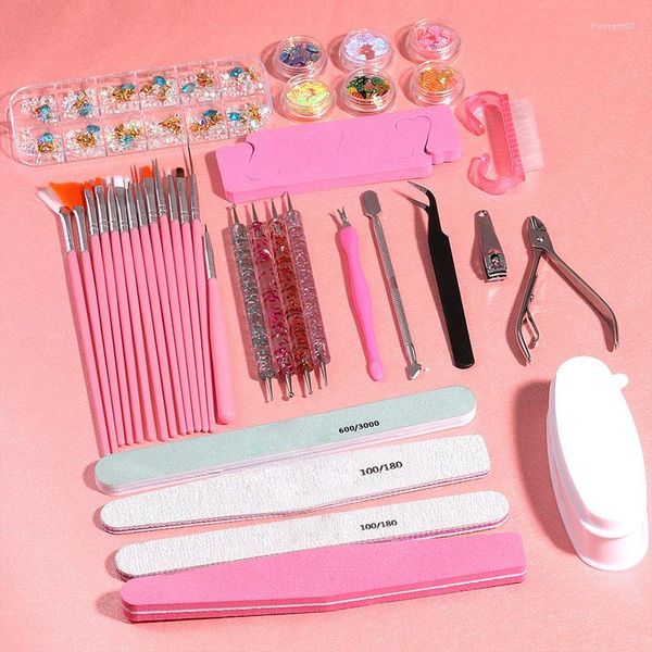 Nail Art Kits 1 Satz Nägel Pinsel Clippers Kit Werkzeug mit Pinsel Dotting Tools Acryl für Salon Heimgebrauch