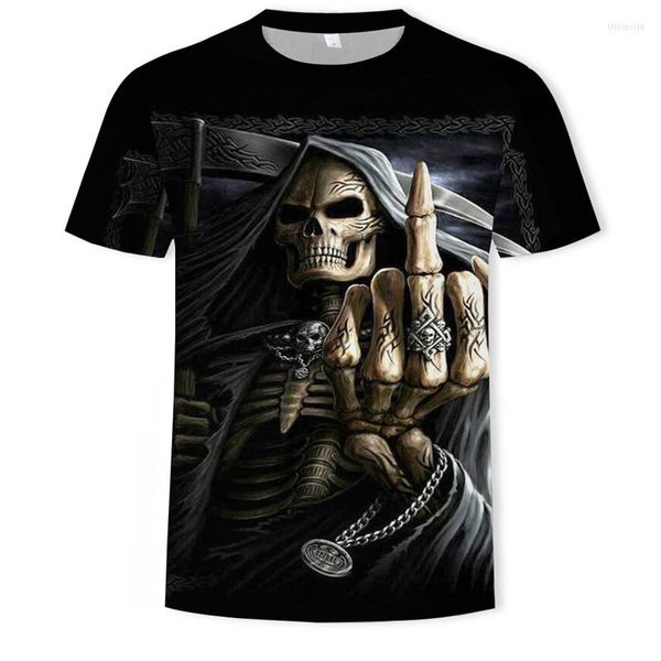 T-shirt da uomo T-shirt da uomo T-shirt casual unisex da uomo T-shirt stampata in 3D T-shirt da uomo oversize Estate con stampa di teschi