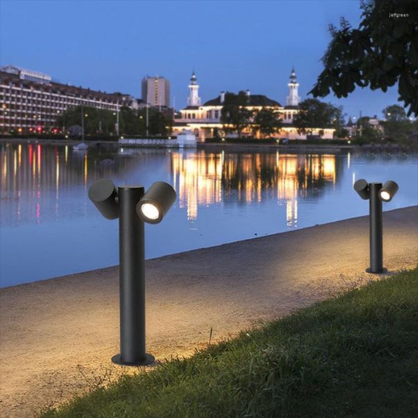 Lampione da giardino per esterni Lampada da prato regolabile in alluminio LED COB Lampada da prato moderna Villa Cortile Pathway Paletto luminoso