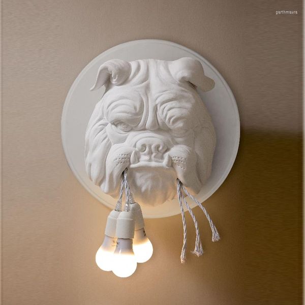 Lâmpadas de parede LED de animal 110-240V Luzes de pintura de cães modernas para cães para lâmpadas de decoração de sala de estar luminária