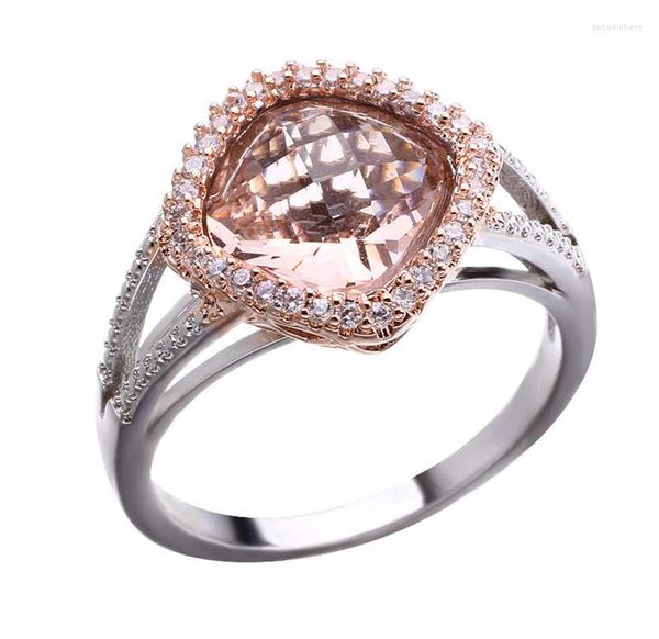 Обручальные кольца Уникальный дизайн розовый золотой кольцо Огромное шампанское циркон для женщин обручальные ювелирные украшения 6-10
