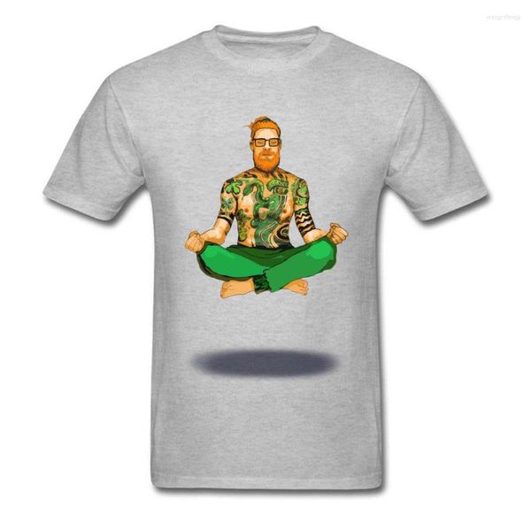 Camisetas masculinas LUCKY Modern Day St Patrick T-shirt Tattoo Man Shirt Meditation Tshirts Mens Cotton Grey Tops Cool Tee Hipster Clothes Fitness