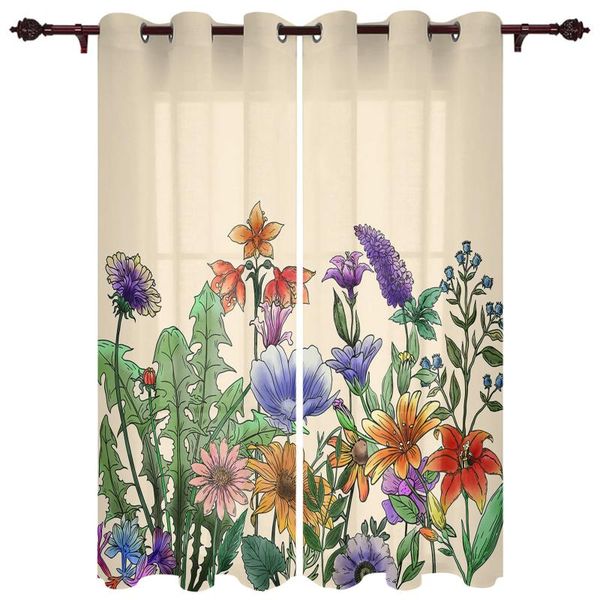 Tende per tende Pianta Fiore Petunia Lavanda Tende per finestre moderne Soggiorno Bagno Cucina Prodotti per la casaTenda