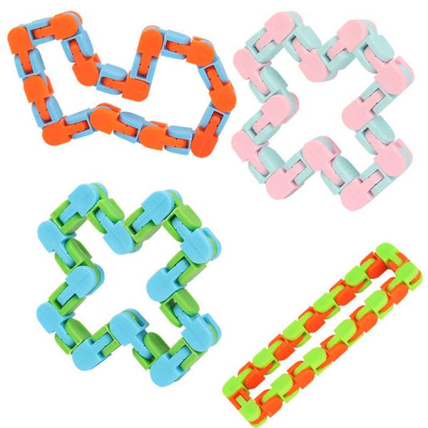 Wacky Tracks Snap Click Fidget Toys for Kids 24 Link Snake Puzzle Giochi di viaggio AGGIUNGI ADHD Giocattolo di sviluppo fai-da-te Finger Stress Sensory Cube Toys