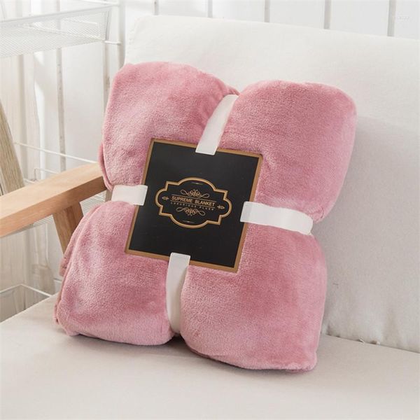 Cobertores de lã de coral cobertor macio quente lençol lampeted sofá tampa toalha de cor sólida luxuoso lazer de lazer fino flanela
