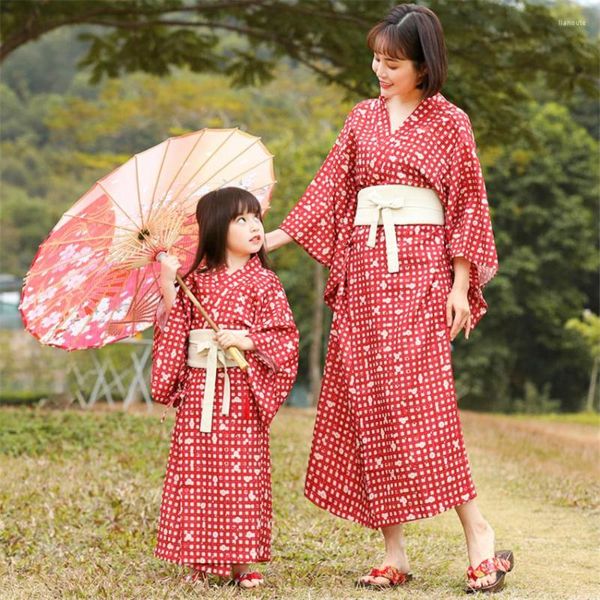 Этническая одежда красная принт японская кимоно-мать-мать кардиган традиционная юката сексуальная v-образование ежедневная одежда верхняя одежда