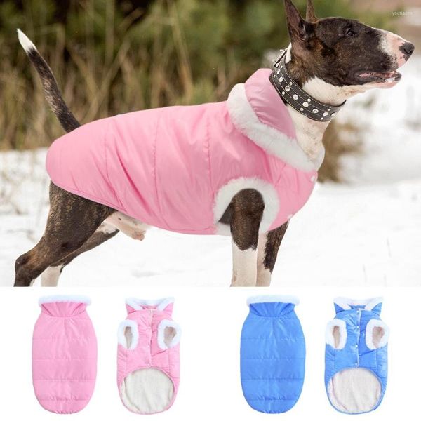 Vestuário para cães super quente roupas de estimação casaco de colete grossa cães grandes fantasia com colarinho alto de peles para inverno dia neve l-3xl